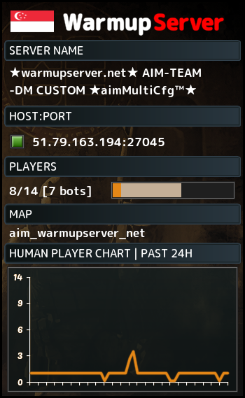 CS2 Deathmatch Singapore<BR>AIM-DM MultiCFG<BR>aim_warmupserver_net